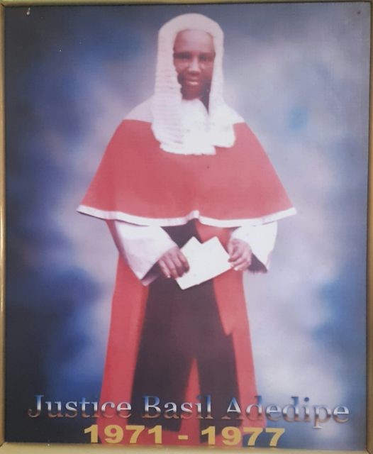 Justice Basil Adedipe (president of the St Gregory's College Old Boys Association from 1971 - 1977).